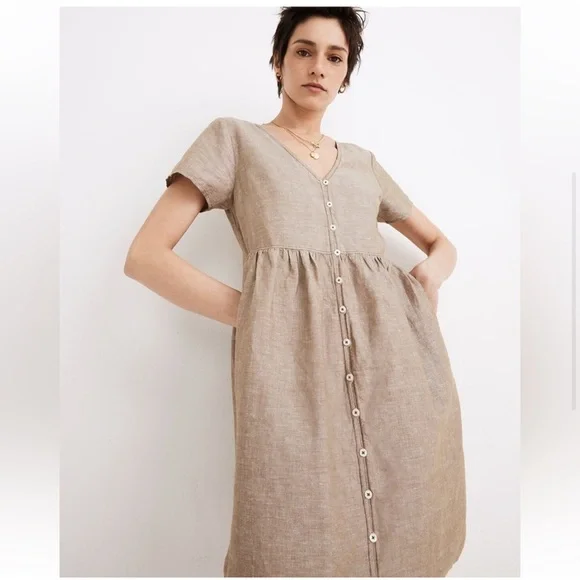 Madewell Linen Blend Alexandra Button Front Mini - Picture 4 of 7